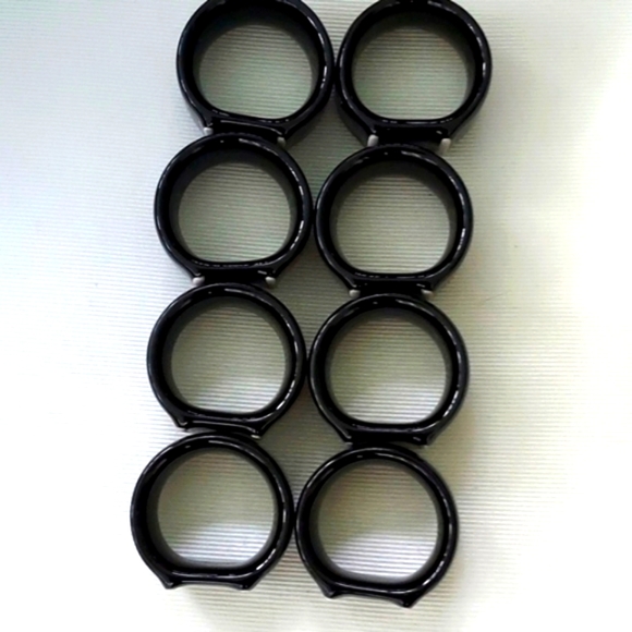 MIKASA Opus Black & Gray Ceramic Napkin Rings Japan Set Of 8 Vintage - Picture 3 of 7